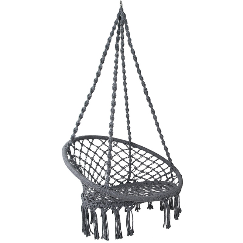 Macrame accrochant d'utilisation d'intérieur d'intérieur pour la chaise d'hamac de coton portatif fait main 100% adulte ou d'enfants en gris